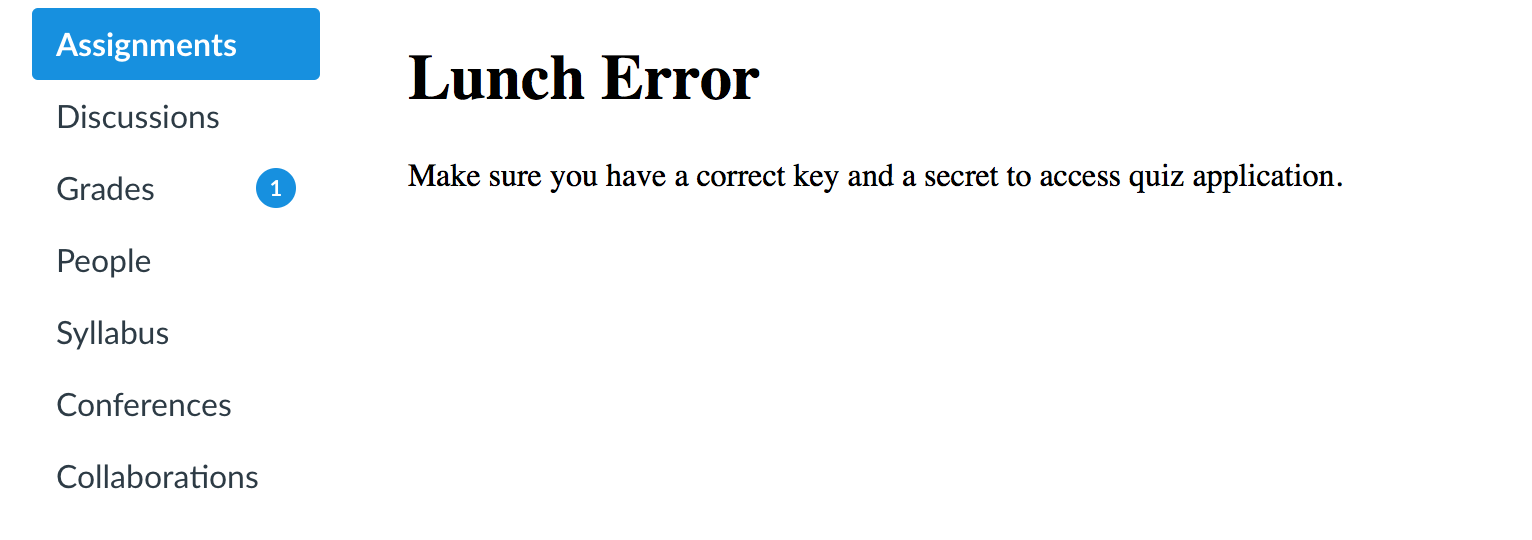 quiz launch error